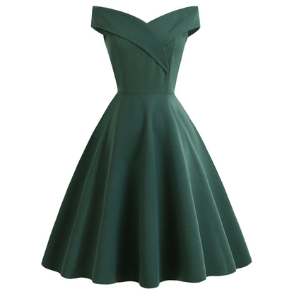 European and American Evening Dresses, Cross-Border Women's Clothing, Retro Dresses, One-Shoulder Cocktail Dresses, Party Dresses in Stock