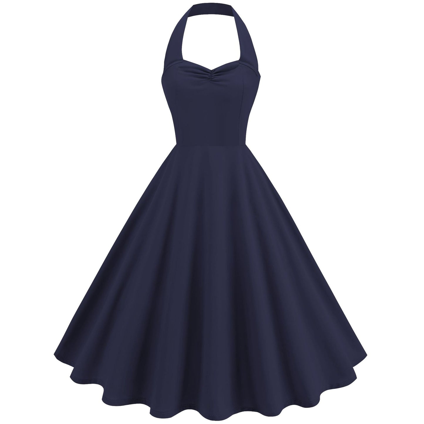 Cross-Border Women's Clothing 2026 New Model Amazon Bestseller 50S Retro Hepburn Style Little Black Dress Solid Color Halter Neck Dress