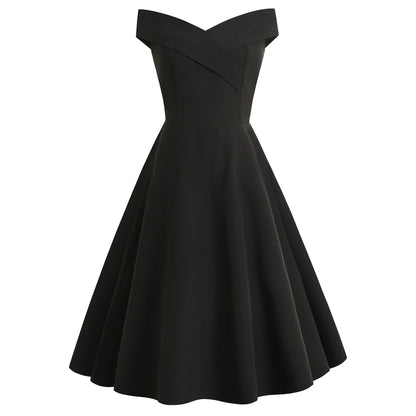 European and American Evening Dresses, Cross-Border Women's Clothing, Retro Dresses, One-Shoulder Cocktail Dresses, Party Dresses in Stock