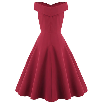 European and American Evening Dresses, Cross-Border Women's Clothing, Retro Dresses, One-Shoulder Cocktail Dresses, Party Dresses in Stock