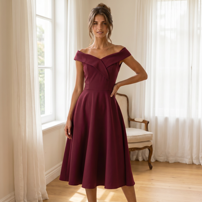 Burgundy Midi Dress - Aesthetic Lifestyle Square