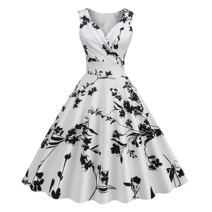 2026 Cross-Border Amazon Women's Clothing New Style 50S 60S Hepburn Style Retro Printed Dress Floral Dress