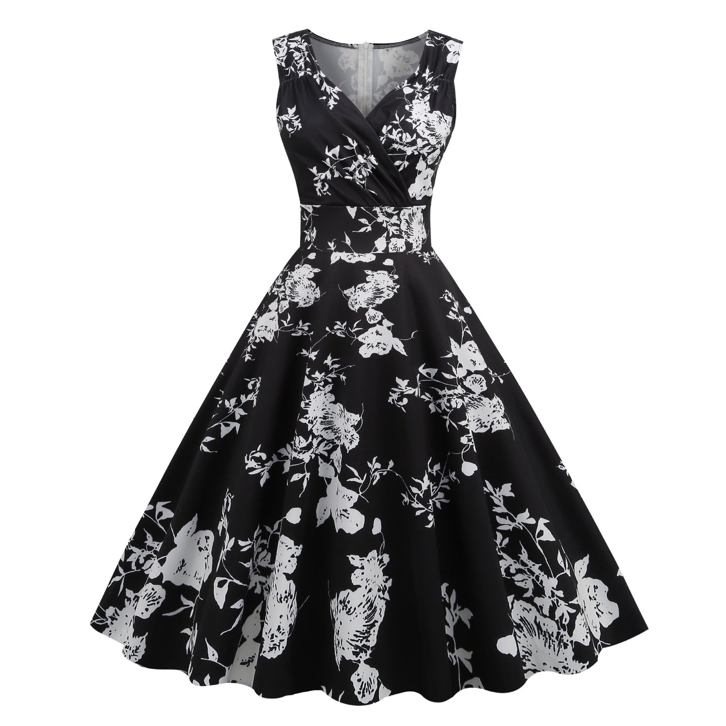 2026 Cross-Border Amazon Women's Clothing New Style 50S 60S Hepburn Style Retro Printed Dress Floral Dress
