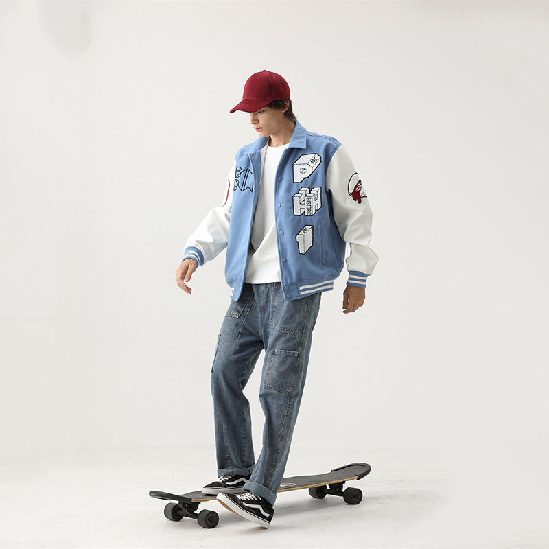 Caught Couture - Crest Men's Varsity Jacket - Detail View 1