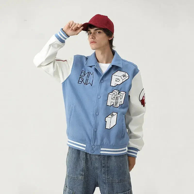 Caught Couture - Crest Men's Varsity Jacket - Front View
