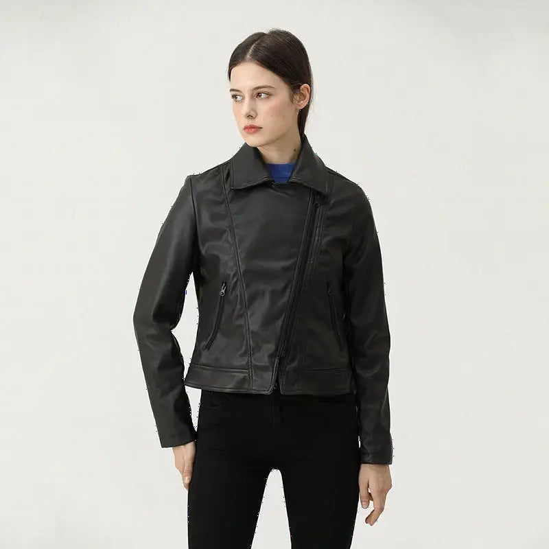 Caught Couture - Rider Women's Leather Jacket - Front View